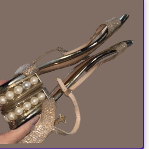 Nicholas Kirkwood glitter flats pearl heel sandals ballet shoes slide in t strap - Picture 4 of 8